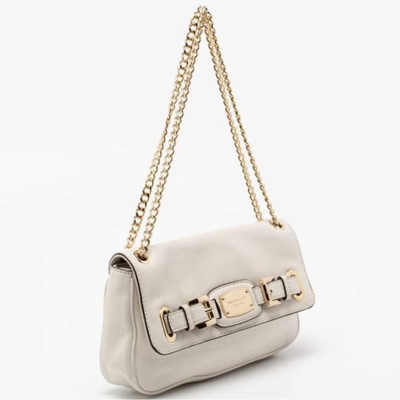 MICHAEL KORS BROWN HAMILTON SMALL FLAP MONOGRAM GOLD CHAIN SHOULDER BAG - Picture 3 of 8